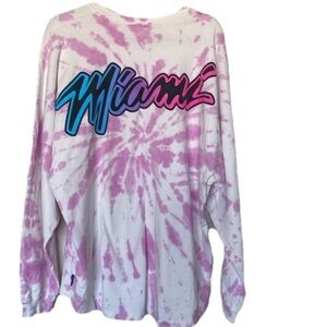Miami Heat Tie-Dye Long Sleeve Shirt Pink White NBA Extra Large